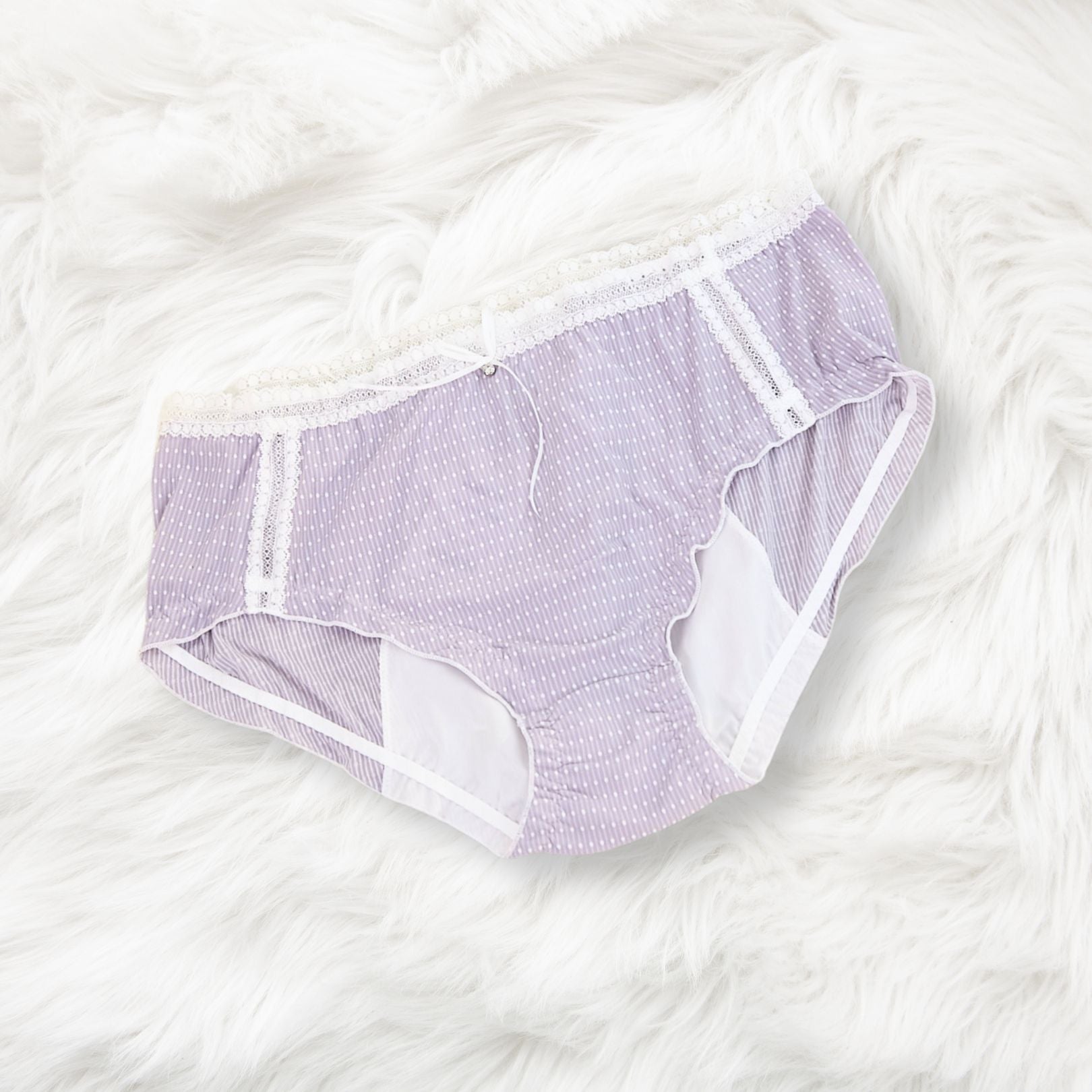 波點蕾絲生理內褲 (粉藍色/粉紅色/粉紫色)
